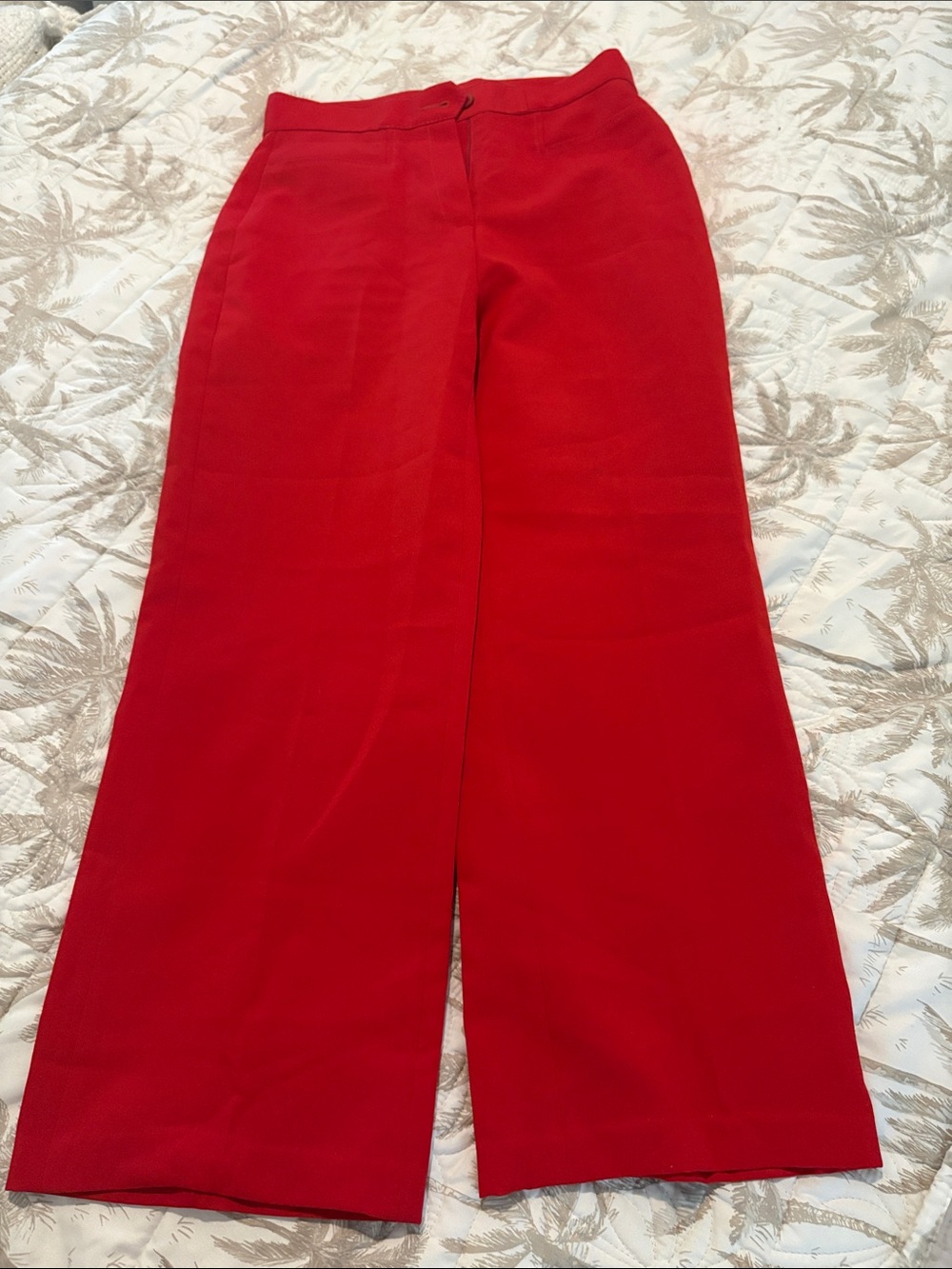 Red Straight-Leg Women's Pants